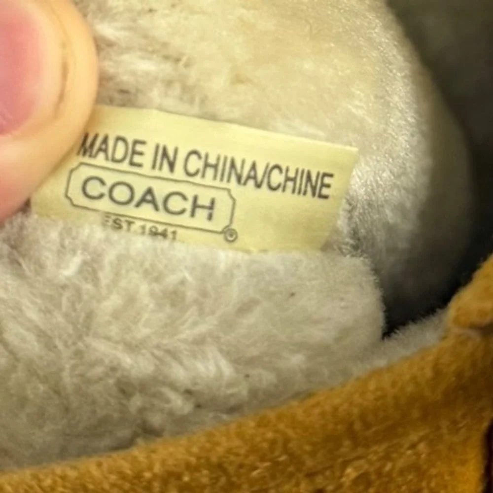 Coach Vintage Tulip Boots Women's 7.5B Suede Fur Lined Tan Signature C Y2K 2000s